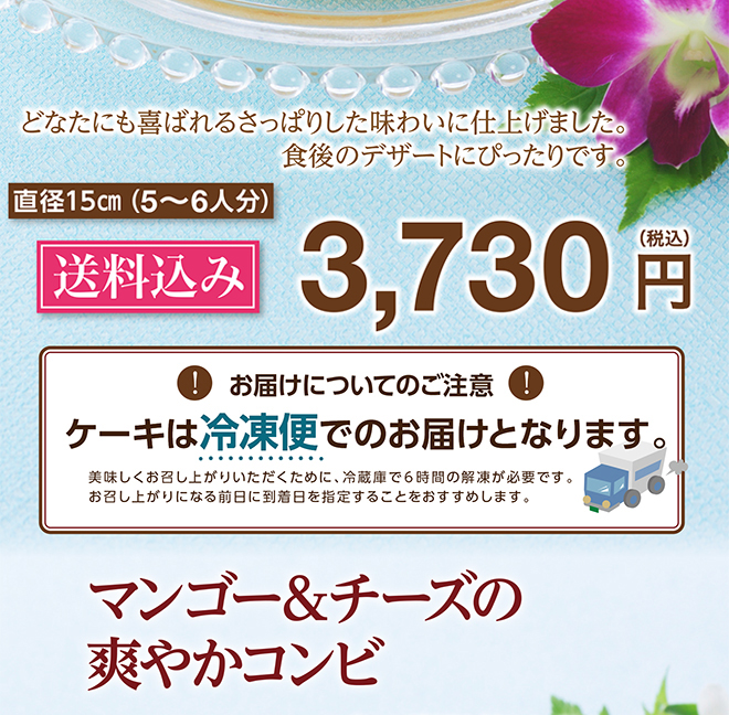 爽やかマンゴーレアチーズ(5号)